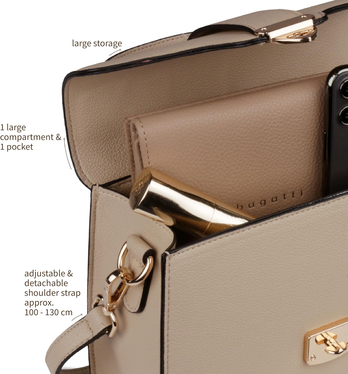 Octistart Mare 3.0 Damen Elegante Kunstleder Schultertasche – Kleine Handtasche Schwarz